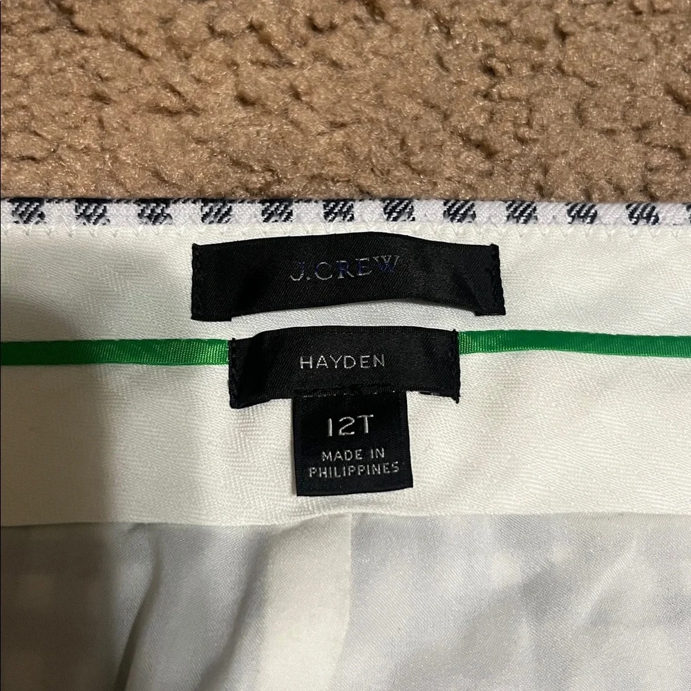 J. Crew Hayden Kickout Crop Pant Gingham‎ Stretch Linen m Blue White 12T 12 Tall